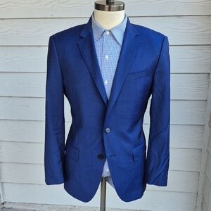 HUGO BOSS Huge Genius Solid Metallic Blue Super 120s Wool Sz 40 S Sport Coat